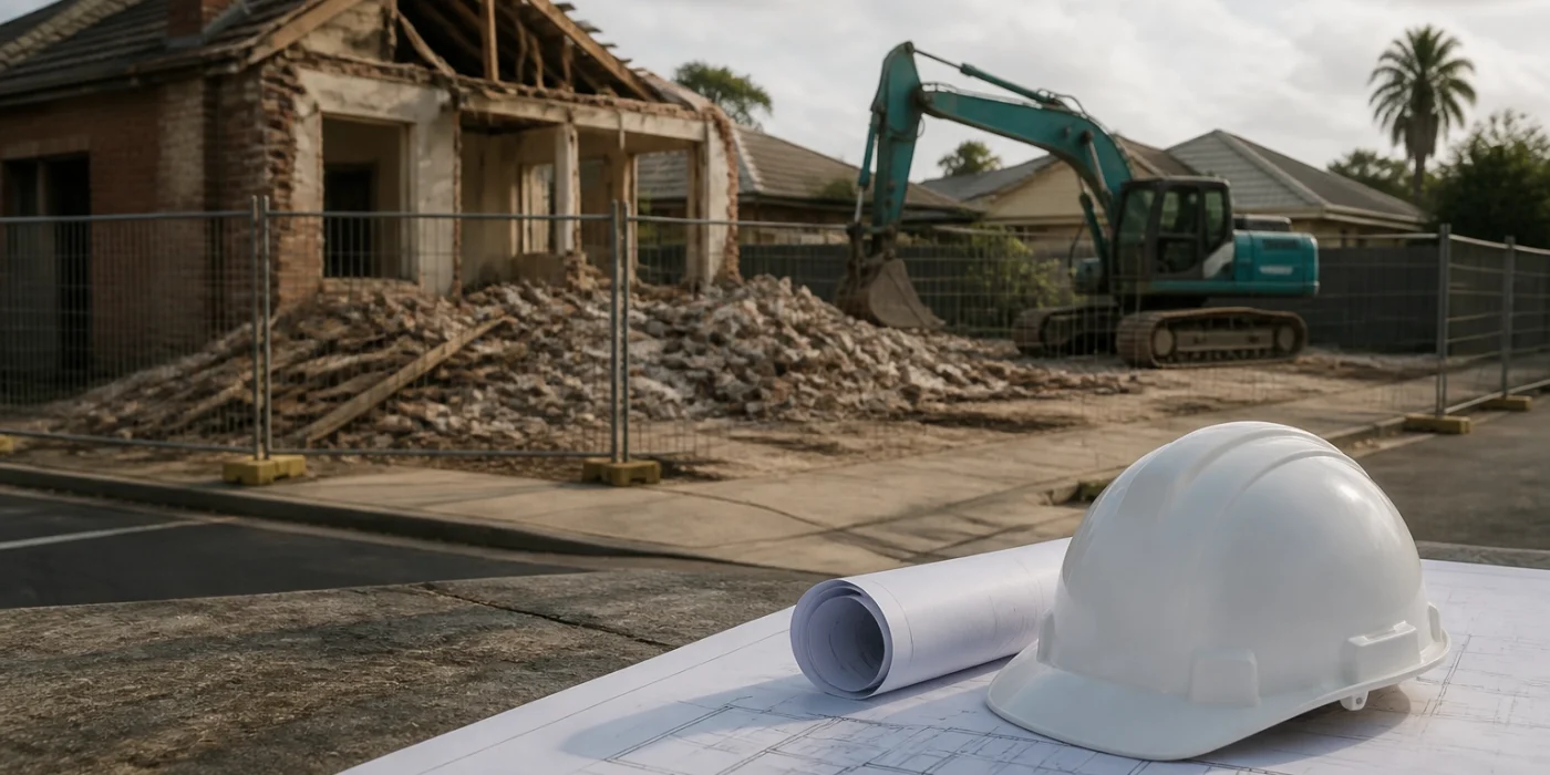 Professional header image for educational tutorial: Knock Down Rebuild in Newcastle: What Homeowners Need to ...